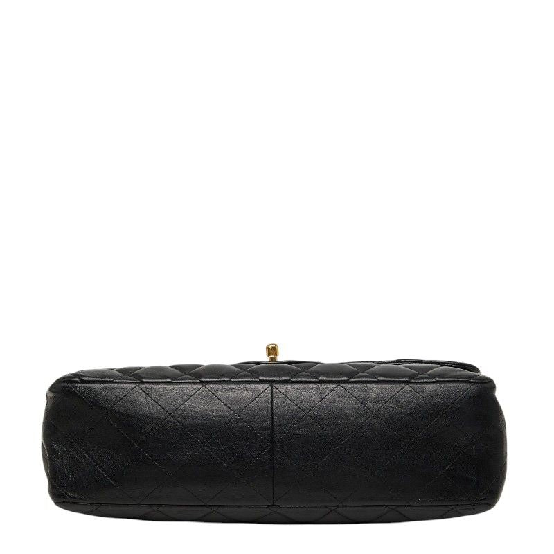Chanel CC Logo Maxi Quilted 30 Single Flap Chain Shoulder Bag Black Gold — view 3