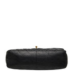 Chanel CC Logo Maxi Quilted 30 Single Flap Chain Shoulder Bag Black Gold — view 3