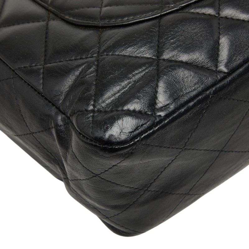 Chanel CC Logo Maxi Quilted 30 Single Flap Chain Shoulder Bag Black Gold — view 7