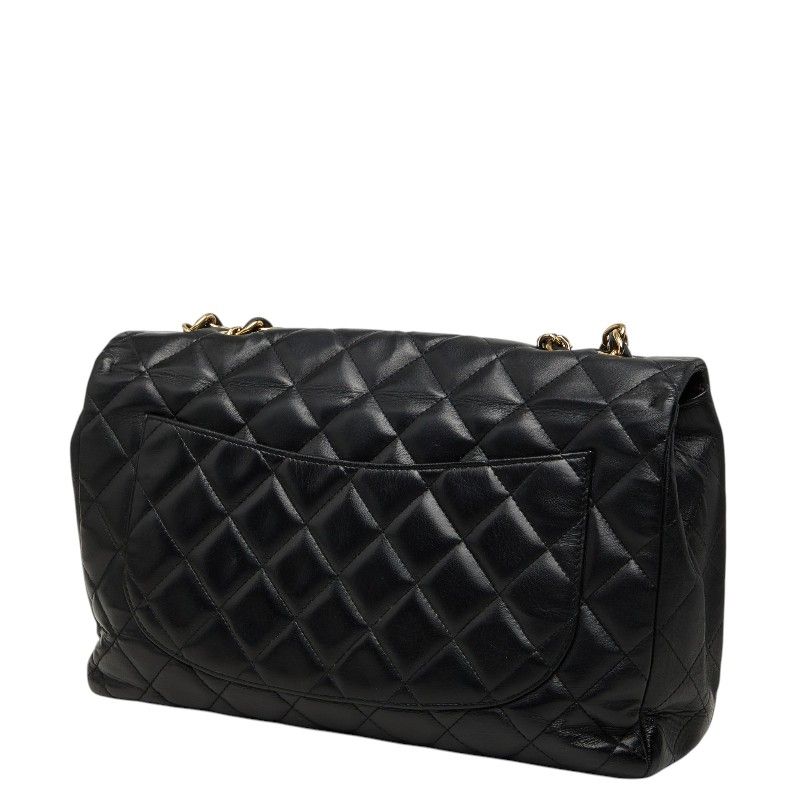 Chanel CC Logo Maxi Quilted 30 Single Flap Chain Shoulder Bag Black Gold — view 2
