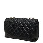 Chanel CC Logo Maxi Quilted 30 Single Flap Chain Shoulder Bag Black Gold — view 2