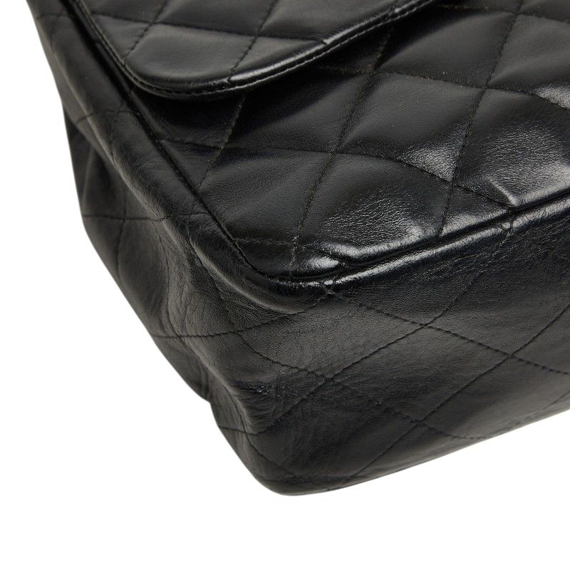 Chanel CC Logo Maxi Quilted 30 Single Flap Chain Shoulder Bag Black Gold — view 5