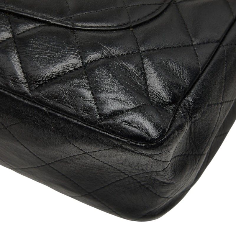 Chanel CC Logo Maxi Quilted 30 Single Flap Chain Shoulder Bag Black Gold — view 6