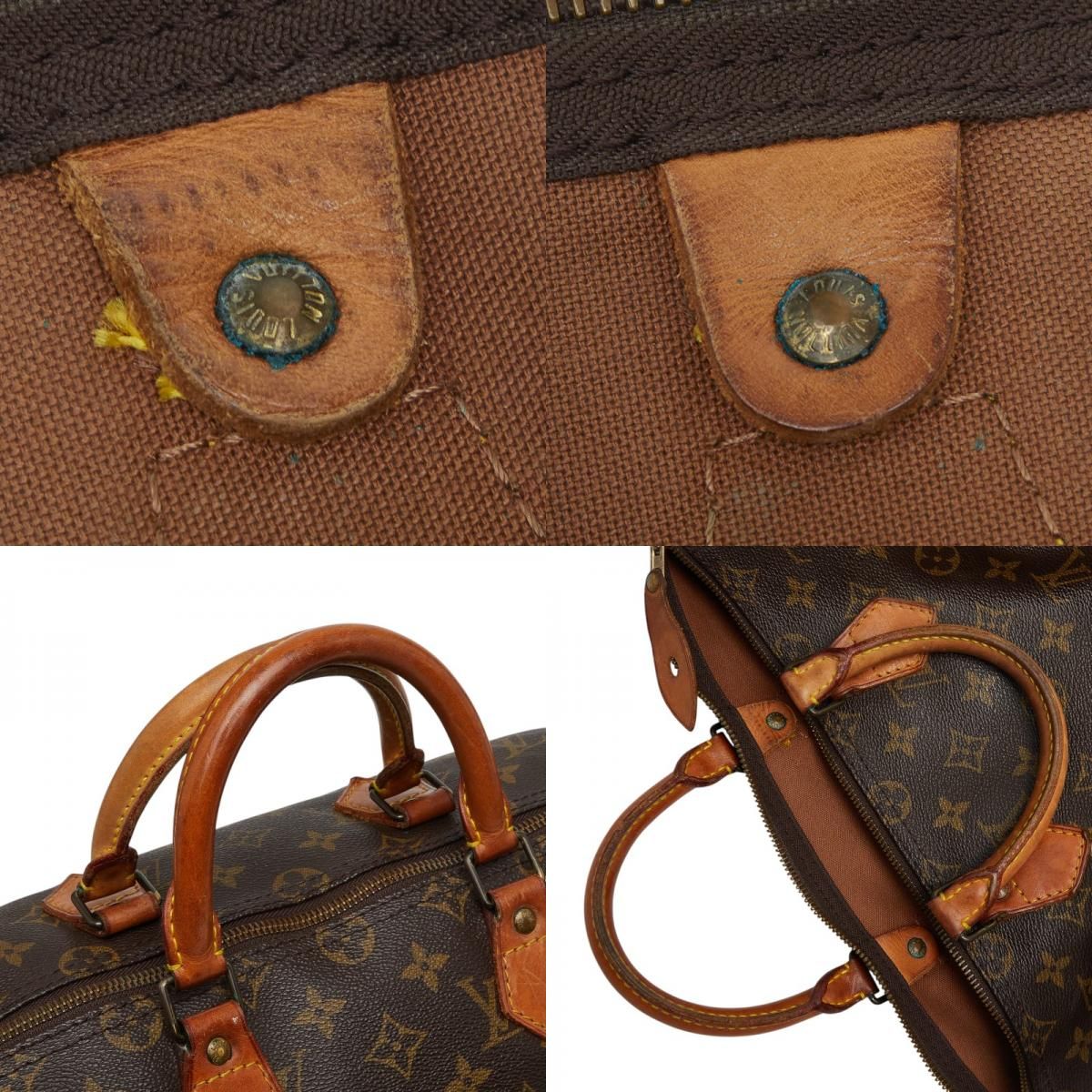 Louis Vuitton for Monogram Speedy 35 Boston Bag Brown Leather — view 9