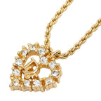 Dior CD Logo Heart Motif Necklace Gold Plated Rhinestone