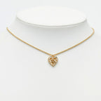 Dior CD Logo Heart Motif Necklace Gold Plated Rhinestone — view 7