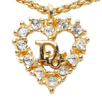 Dior CD Logo Heart Motif Necklace Gold Plated Rhinestone — view 2