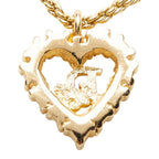 Dior CD Logo Heart Motif Necklace Gold Plated Rhinestone — view 3