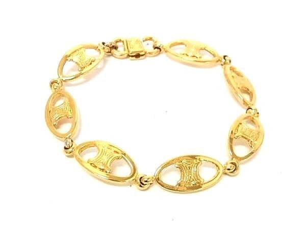 Celine Bracelet Macadam Gold Metal Vintage