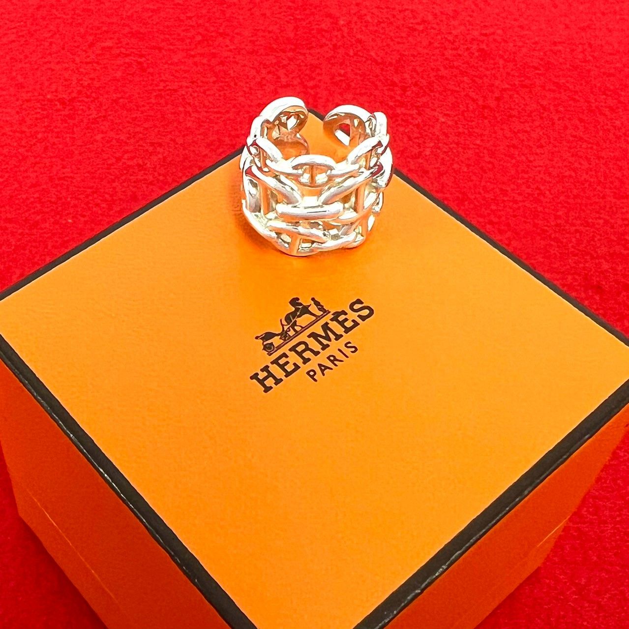 Hermes Enchainee GM Ring 925 Sterling Silver