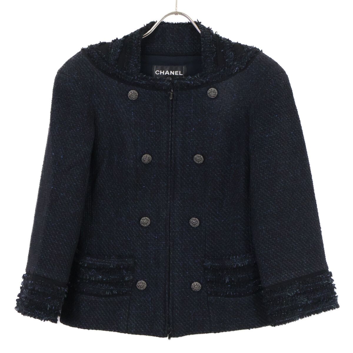 Chanel CC Logo Button Tweed Zip Up Jacket Skirt Set 36 — view 2