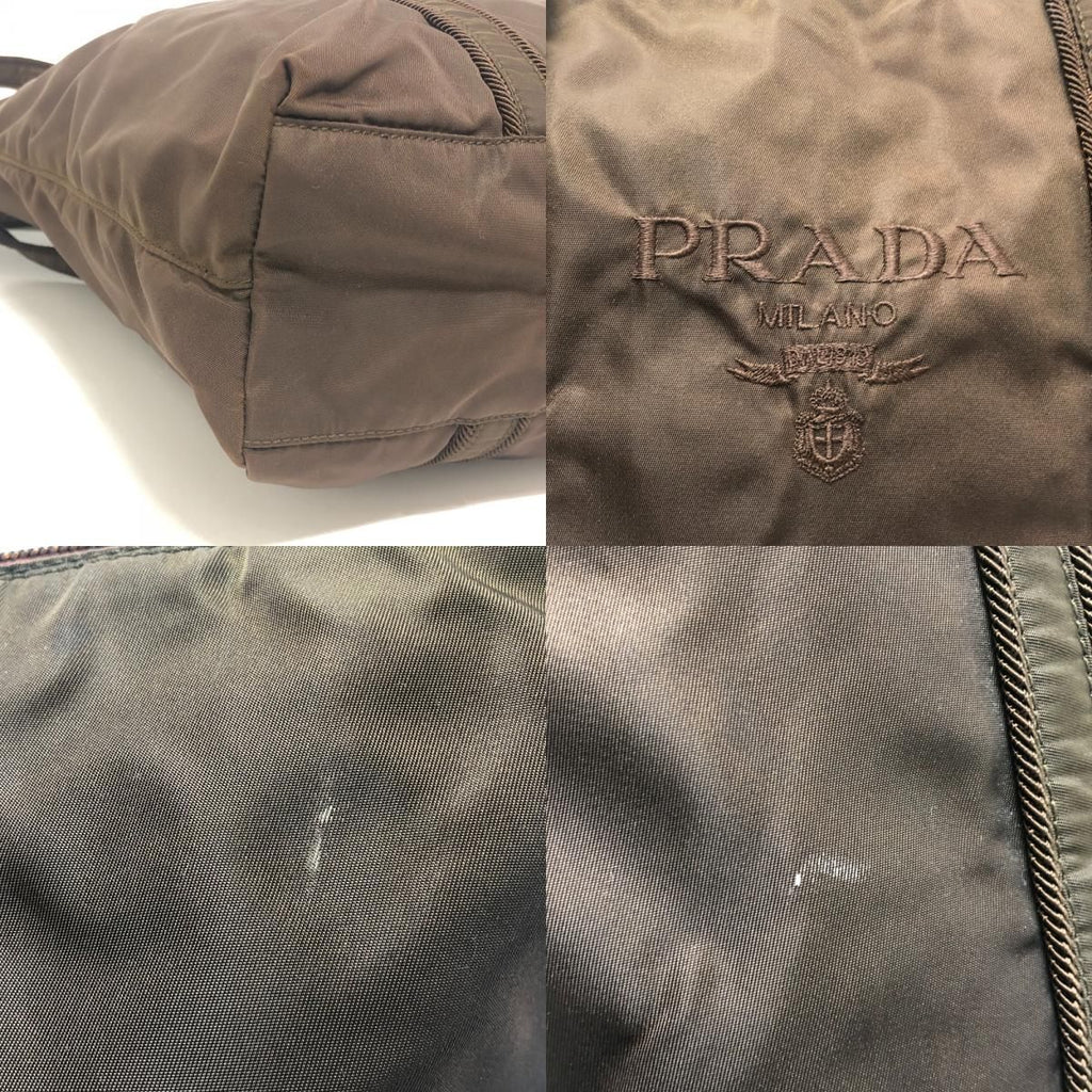 Prada Tote Logo Embroidery Nylon Brown — view 7