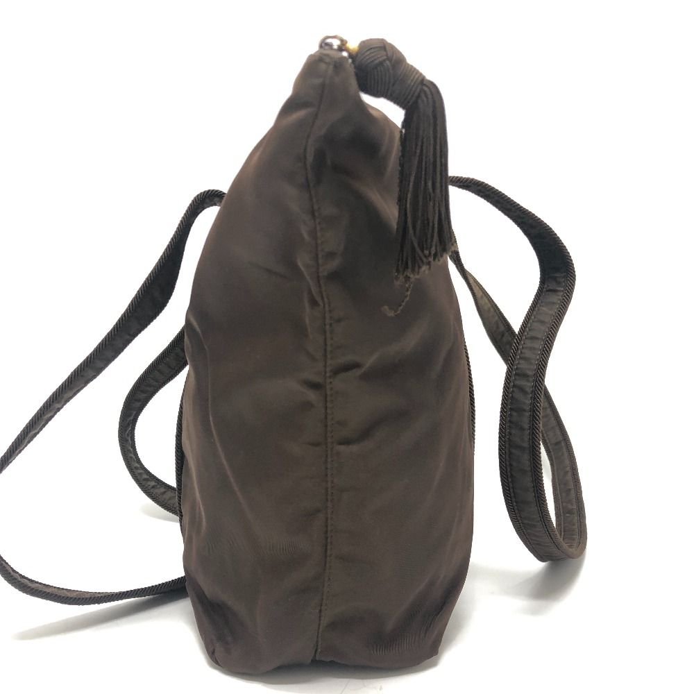 Prada Tote Logo Embroidery Nylon Brown — view 4