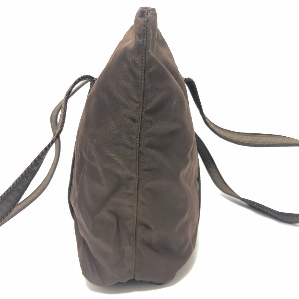 Prada Tote Logo Embroidery Nylon Brown — view 3