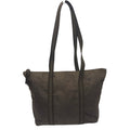Prada Tote Logo Embroidery Nylon Brown