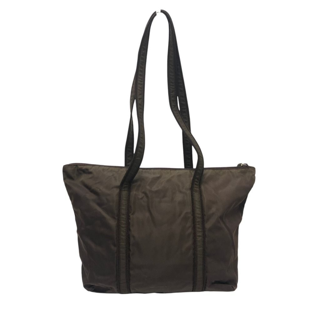 Prada Tote Logo Embroidery Nylon Brown — view 2