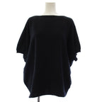 Hermes Knit Top Short Sleeve Cashmere Boat Neck 40 Navy HN Sweater