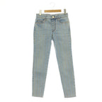 Chanel Coco Button Chain Denim Pants Jeans Zipper Fly 36 Light Blue