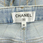 Chanel Coco Button Chain Denim Pants Jeans Zipper Fly 36 Light Blue — view 5