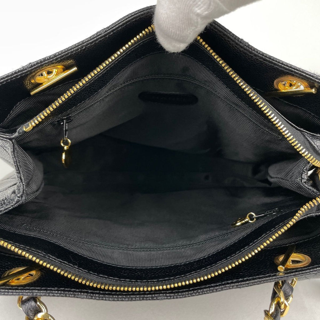 Chanel Tote CC Logo Caviar Leather Black — view 6