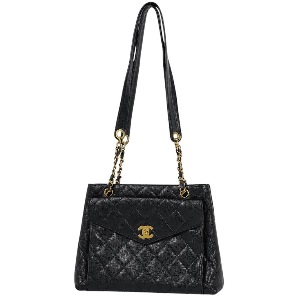 Chanel Tote CC Logo Caviar Leather Black