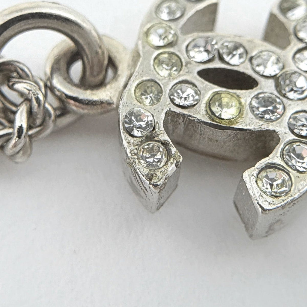 Chanel Necklace CC Logo Camellia Silver Plated Rhinestone — view 4