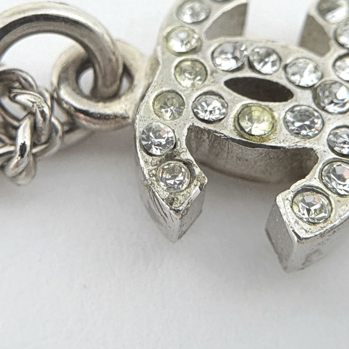 Chanel Necklace CC Logo Camellia Silver Plated Rhinestone — view 4