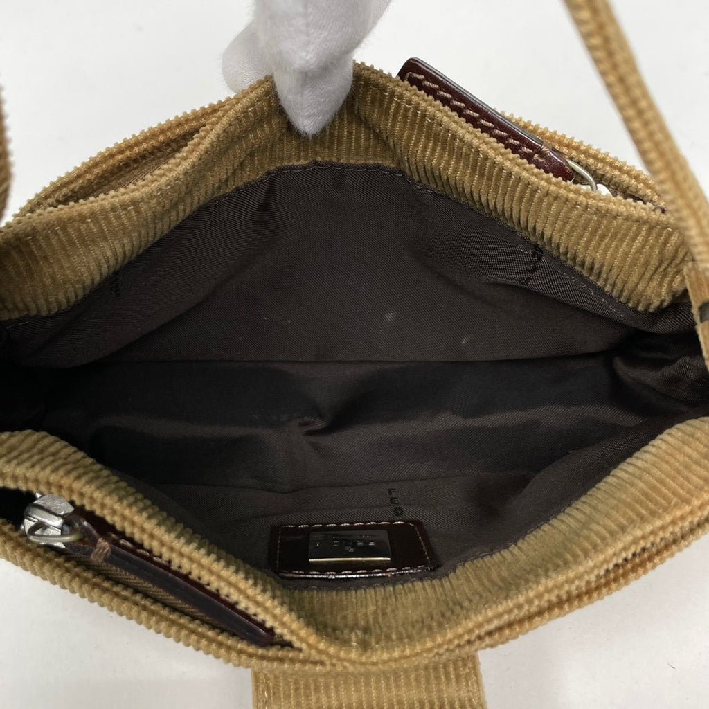 Fendi Shoulder Bag Zucca Logo Corduroy Brown — view 7