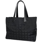 Chanel New Travel Line Tote MM CC Logo Nylon Jacquard Black