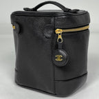 Chanel CC Logo Vanity Makeup Pouch Caviar Leather Black — view 2