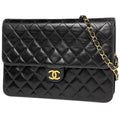 Chanel Quilted Shoulder Bag CC Logo Single Flap Leather Black