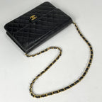 Chanel Quilted Shoulder Bag CC Logo Single Flap Leather Black — view 7