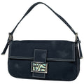 Fendi Zucca Logo Mamma Baguette Shoulder Bag Canvas Navy