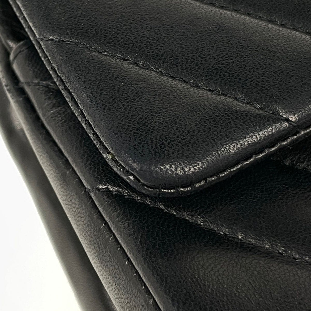 Chanel Shoulder Bag CC Logo Stitch Double Flap Leather Black — view 4