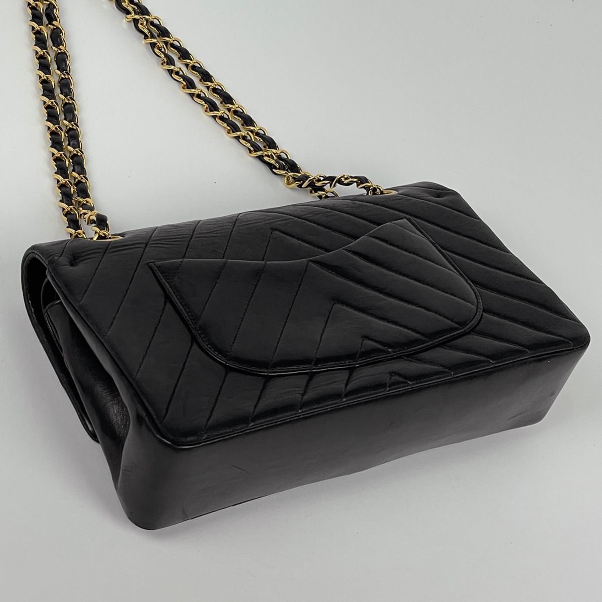 Chanel Shoulder Bag CC Logo Stitch Double Flap Leather Black — view 2