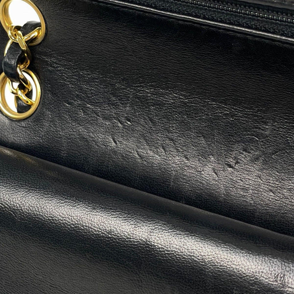 Chanel Shoulder Bag CC Logo Stitch Double Flap Leather Black — view 8