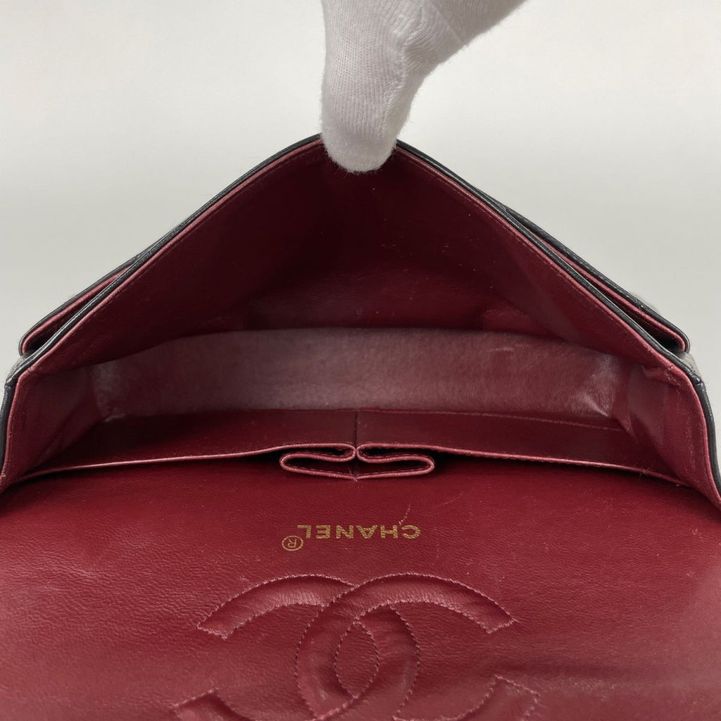 Chanel Shoulder Bag CC Logo Stitch Double Flap Leather Black — view 9