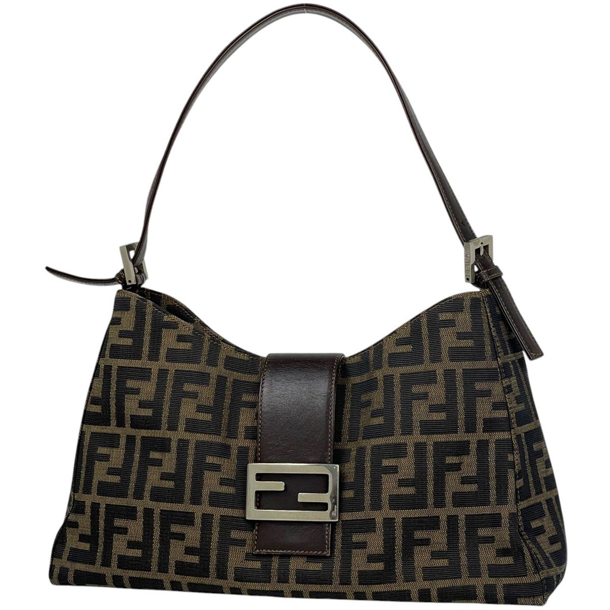 Fendi Shoulder Bag Zucca Pattern Canvas Brown