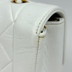 Chanel Diana Quilted Shoulder Bag CC Logo Single Flap Leather White — view 5