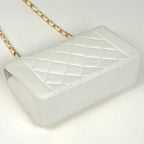 Chanel Diana Quilted Shoulder Bag CC Logo Single Flap Leather White — view 2