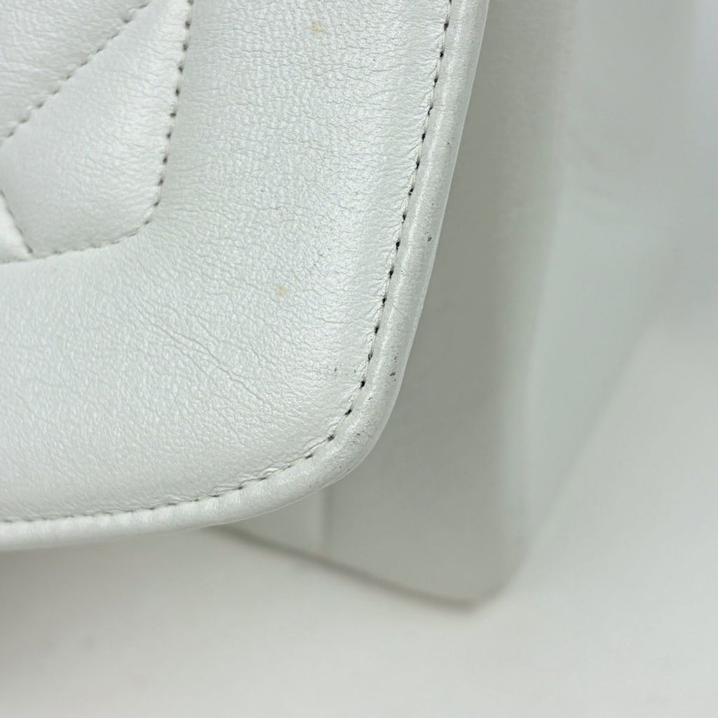 Chanel Diana Quilted Shoulder Bag CC Logo Single Flap Leather White — view 6