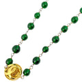 Chanel Necklace CC Logo Color Stone Long Gold Plated Green