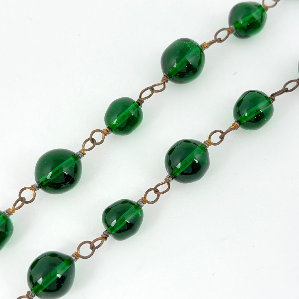 Chanel Necklace CC Logo Color Stone Long Gold Plated Green — view 2