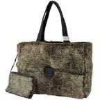 Chanel Handbag CC Logo Rabbit Fur Fabric Brown