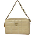 Chanel Handbag CC Logo Choedge Coat Enamel Patent Leather Beige