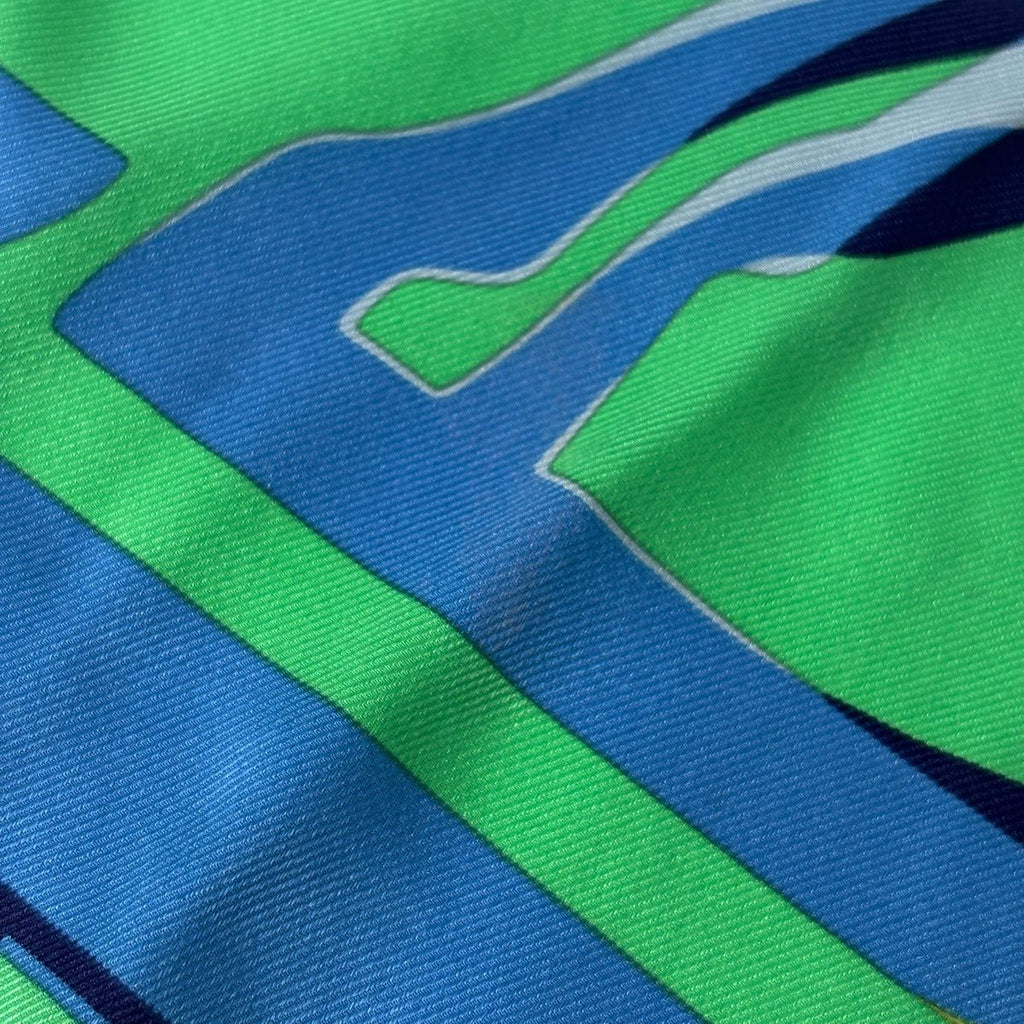 Hermes Carre 70 Caleche Elastique Scarf Silk Green Blue Yellow — view 4