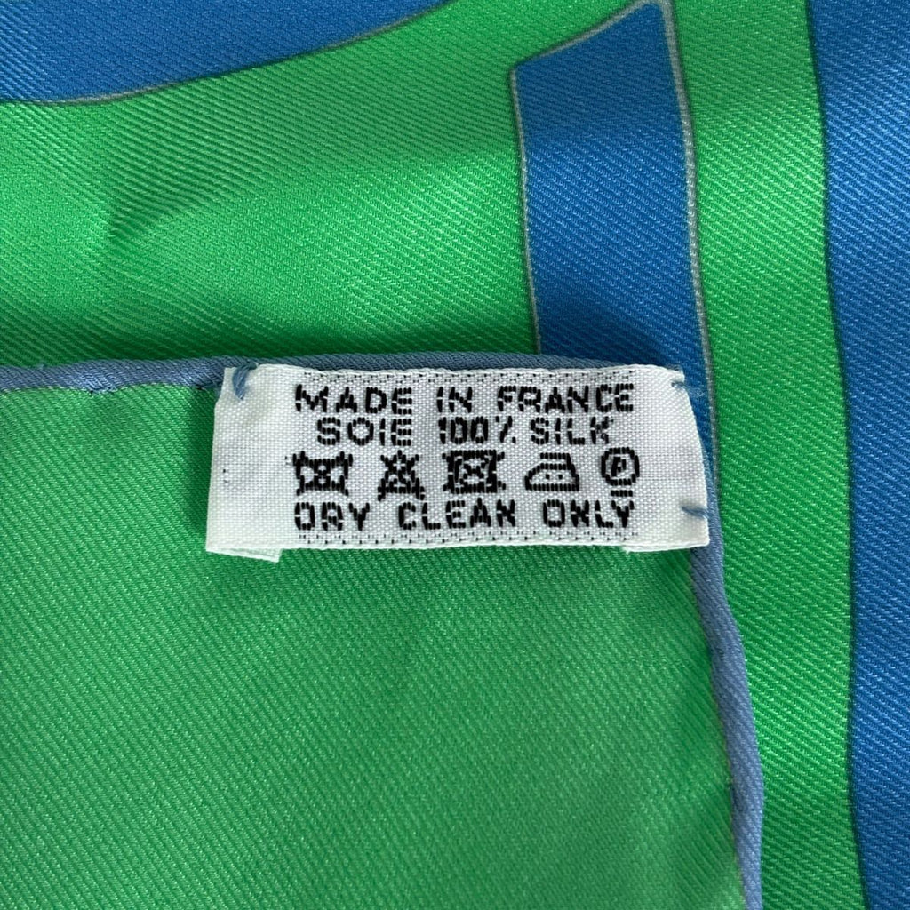 Hermes Carre 70 Caleche Elastique Scarf Silk Green Blue Yellow — view 2
