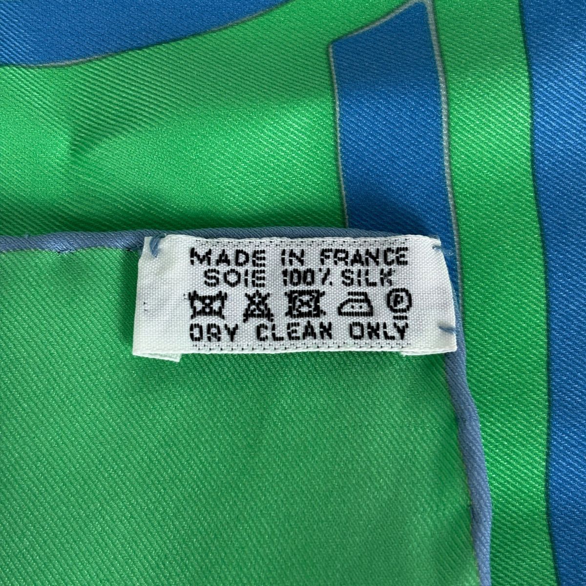 Hermes Carre 70 Caleche Elastique Scarf Silk Green Blue Yellow — view 2