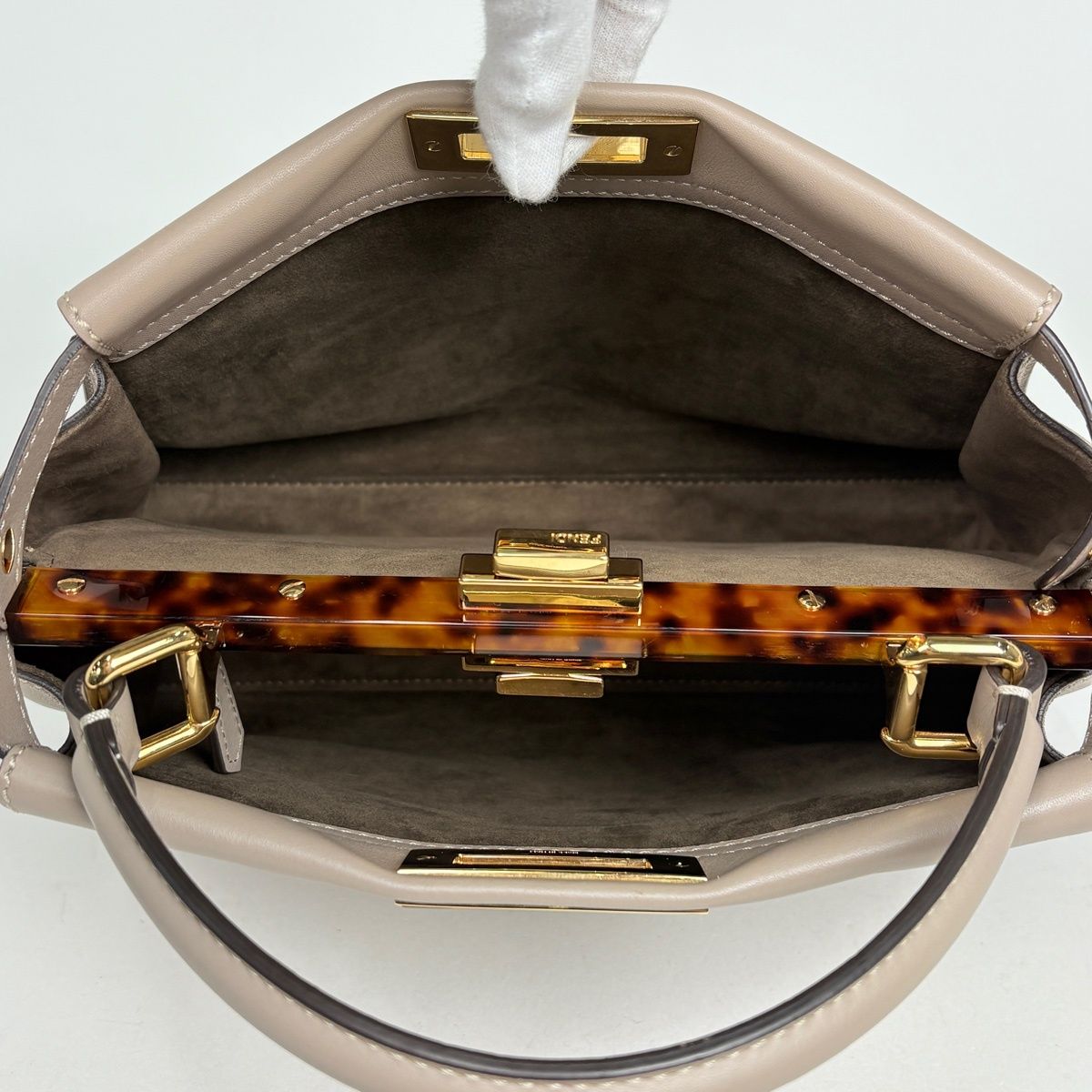 Fendi Handbag Peekaboo Leather Beige — view 7