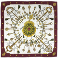 Hermes Carre 90 Key Pattern Scarf Silk Ivory Multicolor